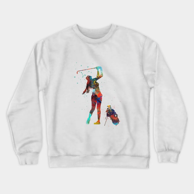Girl golfer Crewneck Sweatshirt by RosaliArt